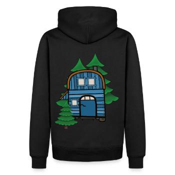 Freak Naturliebhaber Bauwagen Camping Haus Hütte - Männer Premium Bio Hoodie - Schwarz - Hinten - Nico (187cm)