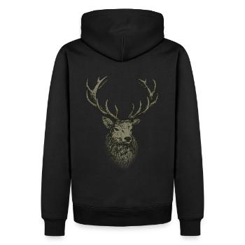 Hunter Shirt Homme Chasse Cerf - Sweat à capuche Premium bio Homme - noir - Dos - Nico (187cm)