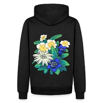Österreich Blumen Blume Gebirge Berge Natur Flora - Männer Premium Bio Hoodie - Schwarz - Hinten - Nico (187cm)
