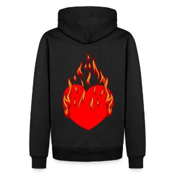 Coeur, Feu, Flamme, Enfer, Amour, Amour, Relation, - Sweat à capuche Premium bio Homme - noir - Dos - Nico (187cm)