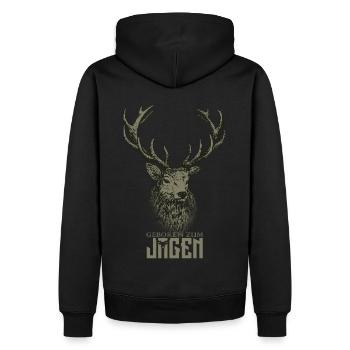 Jäger geboren zum Jagen - Männer Premium Bio Hoodie - Schwarz - Hinten - Nico (187cm)