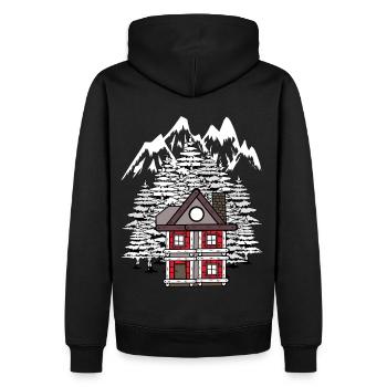 Maison Forestière Cabane Hiver Sapins Romantique - Sweat à capuche Premium bio Homme - noir - Dos - Nico (187cm)