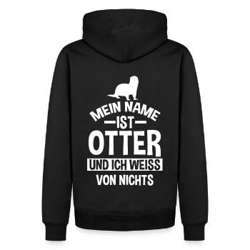 Mein Name ist Otter - Männer Premium Bio Hoodie - Schwarz - Hinten - Nico (187cm)