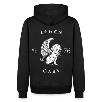 Légendaire depuis 1976 - Sweat à capuche Premium bio Homme - noir - Dos - Nico (187cm)