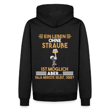 Zootier Strauß - Männer Premium Bio Hoodie - Schwarz - Hinten - Nico (187cm)