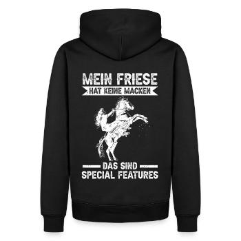 Pferd Reitstall Reiten Pferde Friese - Männer Premium Bio Hoodie - Schwarz - Hinten - Nico (187cm)