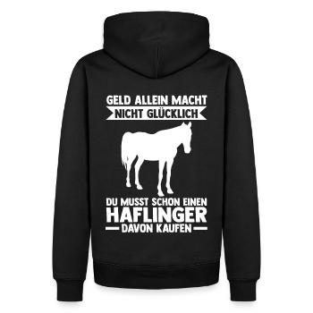 Reitstall Pferd Haflinger Reiten Pferde - Männer Premium Bio Hoodie - Schwarz - Hinten - Nico (187cm)
