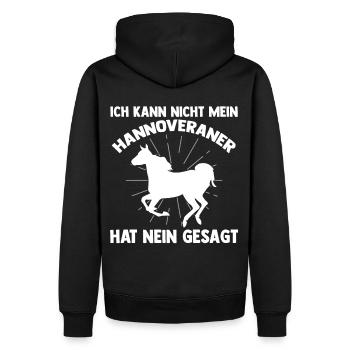 Reitstall Reiten Pferd Hannoveraner - Männer Premium Bio Hoodie - Schwarz - Hinten - Nico (187cm)
