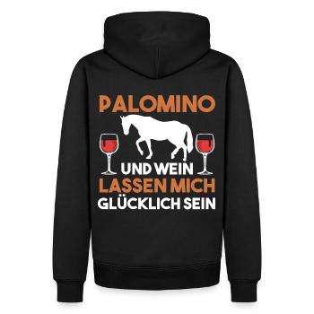 Pferd Wein Palomino Reiten Pferde - Männer Premium Bio Hoodie - Schwarz - Hinten - Nico (187cm)