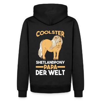 Pferde Papa Vater Vatertag Shetlandpony Pferd Rei - Männer Premium Bio Hoodie - Schwarz - Hinten - Nico (187cm)