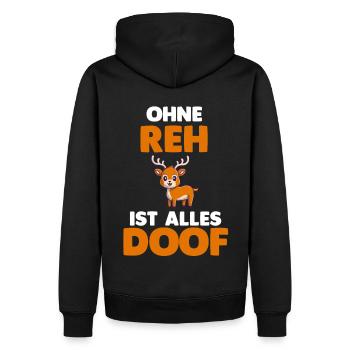 Ohne Reh ist alles doof - Männer Premium Bio Hoodie - Schwarz - Hinten - Nico (187cm)