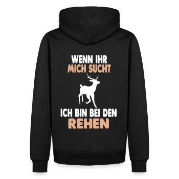 Wald Wildtier Reh - Männer Premium Bio Hoodie - Schwarz - Hinten - Nico (187cm)