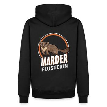 Marder Flüsterin - Männer Premium Bio Hoodie - Schwarz - Hinten - Nico (187cm)