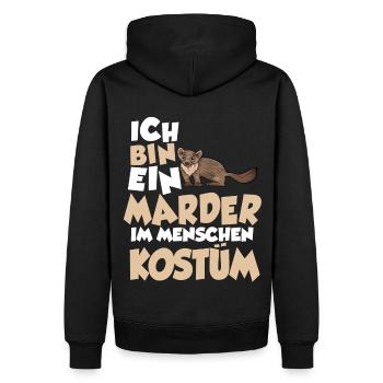 Marder Menschen Kostüm - Männer Premium Bio Hoodie - Schwarz - Hinten - Nico (187cm)
