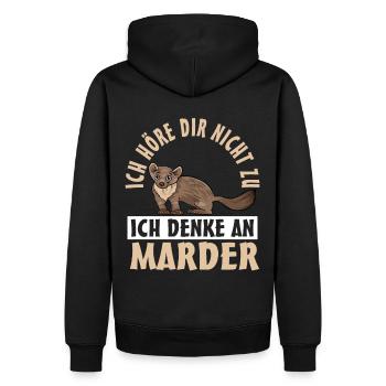 Marder - Männer Premium Bio Hoodie - Schwarz - Hinten - Nico (187cm)