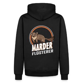 Marder Flüsterer - Männer Premium Bio Hoodie - Schwarz - Hinten - Nico (187cm)
