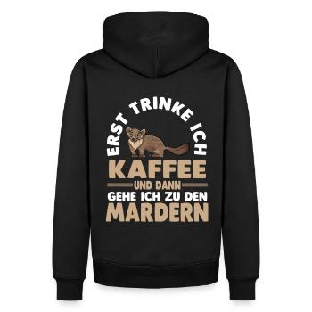 Kaffee Marder - Männer Premium Bio Hoodie - Schwarz - Hinten - Nico (187cm)