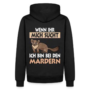 Marder - Männer Premium Bio Hoodie - Schwarz - Hinten - Nico (187cm)