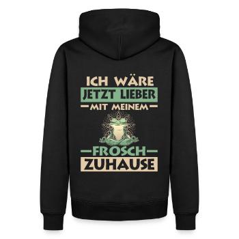 Frosch Frösche - Männer Premium Bio Hoodie - Schwarz - Hinten - Nico (187cm)