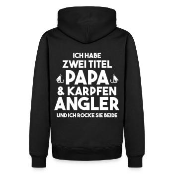 Angeln Papa KarpfenAngler - Männer Premium Bio Hoodie - Schwarz - Hinten - Nico (187cm)