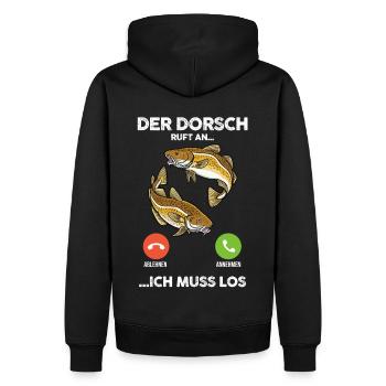 Angeln Angler Dorsch Fischer - Männer Premium Bio Hoodie - Schwarz - Hinten - Nico (187cm)