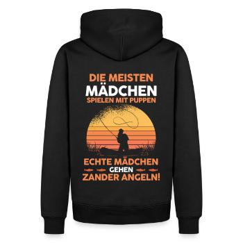 Angeln Anglerun Zander Fischer - Männer Premium Bio Hoodie - Schwarz - Hinten - Nico (187cm)