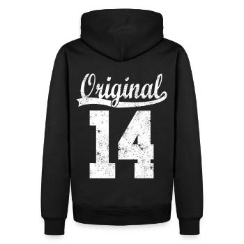 2014 geboren Geschenk - Männer Premium Bio Hoodie - Schwarz - Hinten - Nico (187cm)