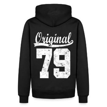 Original von 79 - Männer Premium Bio Hoodie - Schwarz - Hinten - Nico (187cm)