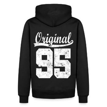 95 born Gift - Men’s Premium Organic Hoodie - black - Back - Nico (187cm)