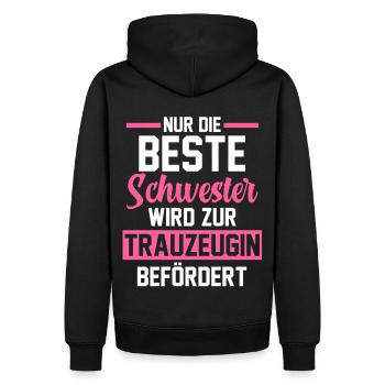 Schwester Trauzeugin - Männer Premium Bio Hoodie - Schwarz - Hinten - Nico (187cm)