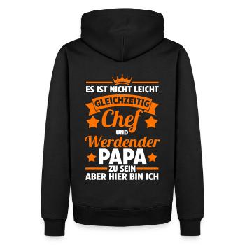 Babyparty Werdender Papa - Männer Premium Bio Hoodie - Schwarz - Hinten - Nico (187cm)