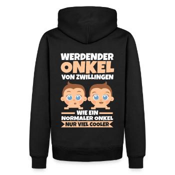 Werdender Onkel von Zwillingen - Männer Premium Bio Hoodie - Schwarz - Hinten - Nico (187cm)