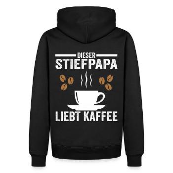 Kaffee Stiefpapa - Männer Premium Bio Hoodie - Schwarz - Hinten - Nico (187cm)