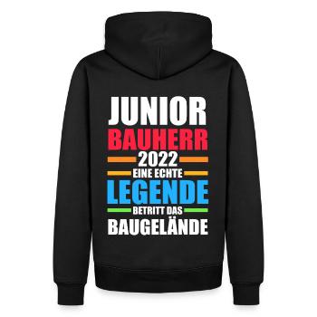 Bauherr Junior Hausbau Hausbauer Bauherr Junioren - Männer Premium Bio Hoodie - Schwarz - Hinten - Nico (187cm)