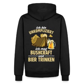 Bushcrafter Bier Bushcraft Survival - Männer Premium Bio Hoodie - Schwarz - Hinten - Nico (187cm)