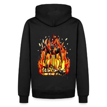 Feuer Flammen Spinnen Krone Königreich Fantasy - Männer Premium Bio Hoodie - Schwarz - Hinten - Nico (187cm)