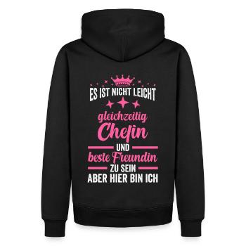 Chefin Beste Freundin - Männer Premium Bio Hoodie - Schwarz - Hinten - Nico (187cm)