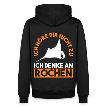 Rochen - Männer Premium Bio Hoodie - Schwarz - Hinten - Nico (187cm)