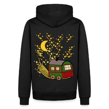 Sternenhimmel Reise Bauwagen Schnecke Camping - Männer Premium Bio Hoodie - Schwarz - Hinten - Nico (187cm)