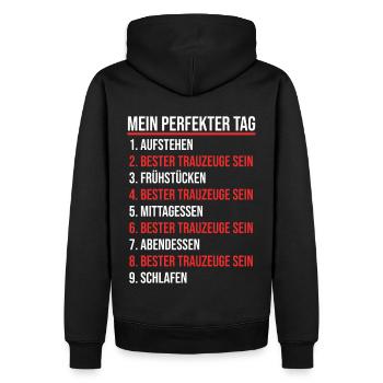 Trauzeuge - Männer Premium Bio Hoodie - Schwarz - Hinten - Nico (187cm)