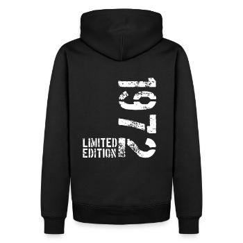 Limited Edition 1972 - 50. Geburtstag Used Look - Männer Premium Bio Hoodie - Schwarz - Hinten - Nico (187cm)