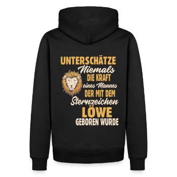 Sternzeichen Löwe - Männer Premium Bio Hoodie - Schwarz - Hinten - Nico (187cm)