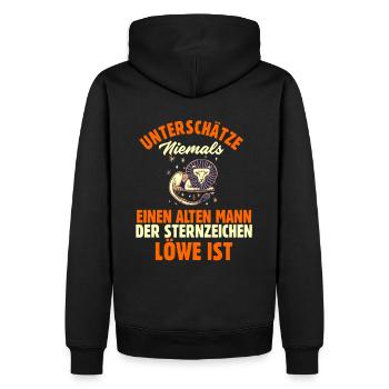 Sternzeichen Löwe - Männer Premium Bio Hoodie - Schwarz - Hinten - Nico (187cm)
