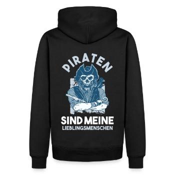 Pirat Piraten - Männer Premium Bio Hoodie - Schwarz - Hinten - Nico (187cm)