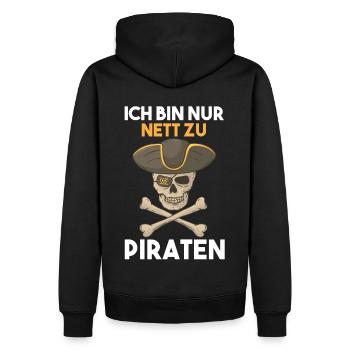 Pirat Piraten - Männer Premium Bio Hoodie - Schwarz - Hinten - Nico (187cm)