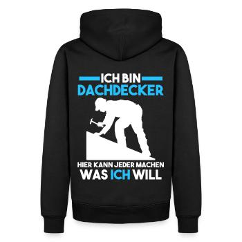 Dachdecker - Männer Premium Bio Hoodie - Schwarz - Hinten - Nico (187cm)