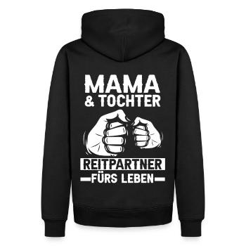 Pferde Mama und Tochter Reiten - Männer Premium Bio Hoodie - Schwarz - Hinten - Nico (187cm)