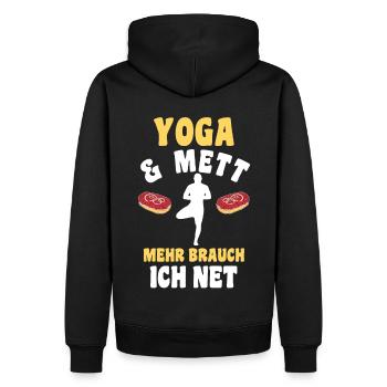 Meditieren Mett Yoga - Männer Premium Bio Hoodie - Schwarz - Hinten - Nico (187cm)