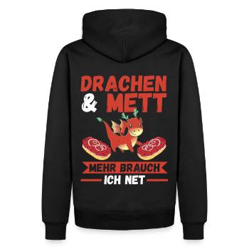 Mettbrötchen Mett Drachen - Männer Premium Bio Hoodie - Schwarz - Hinten - Nico (187cm)