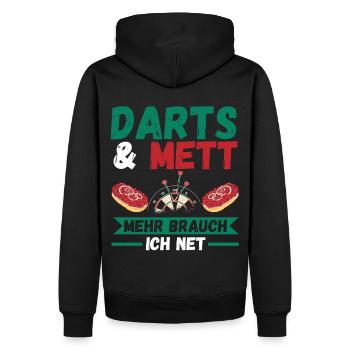 Darts Mett Dart - Männer Premium Bio Hoodie - Schwarz - Hinten - Nico (187cm)